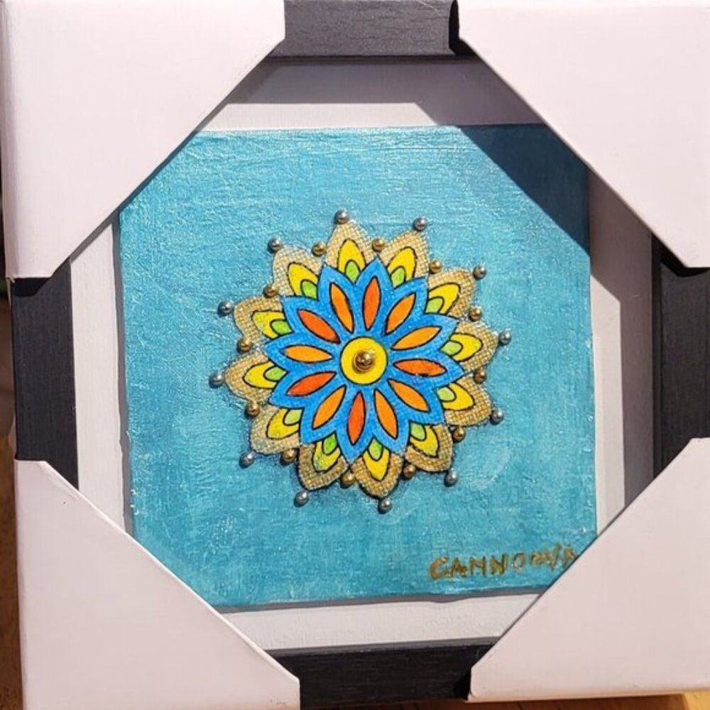 Arabisk Blooms & Pearls Tableau On Canvas Signed By "CANNOOVA"